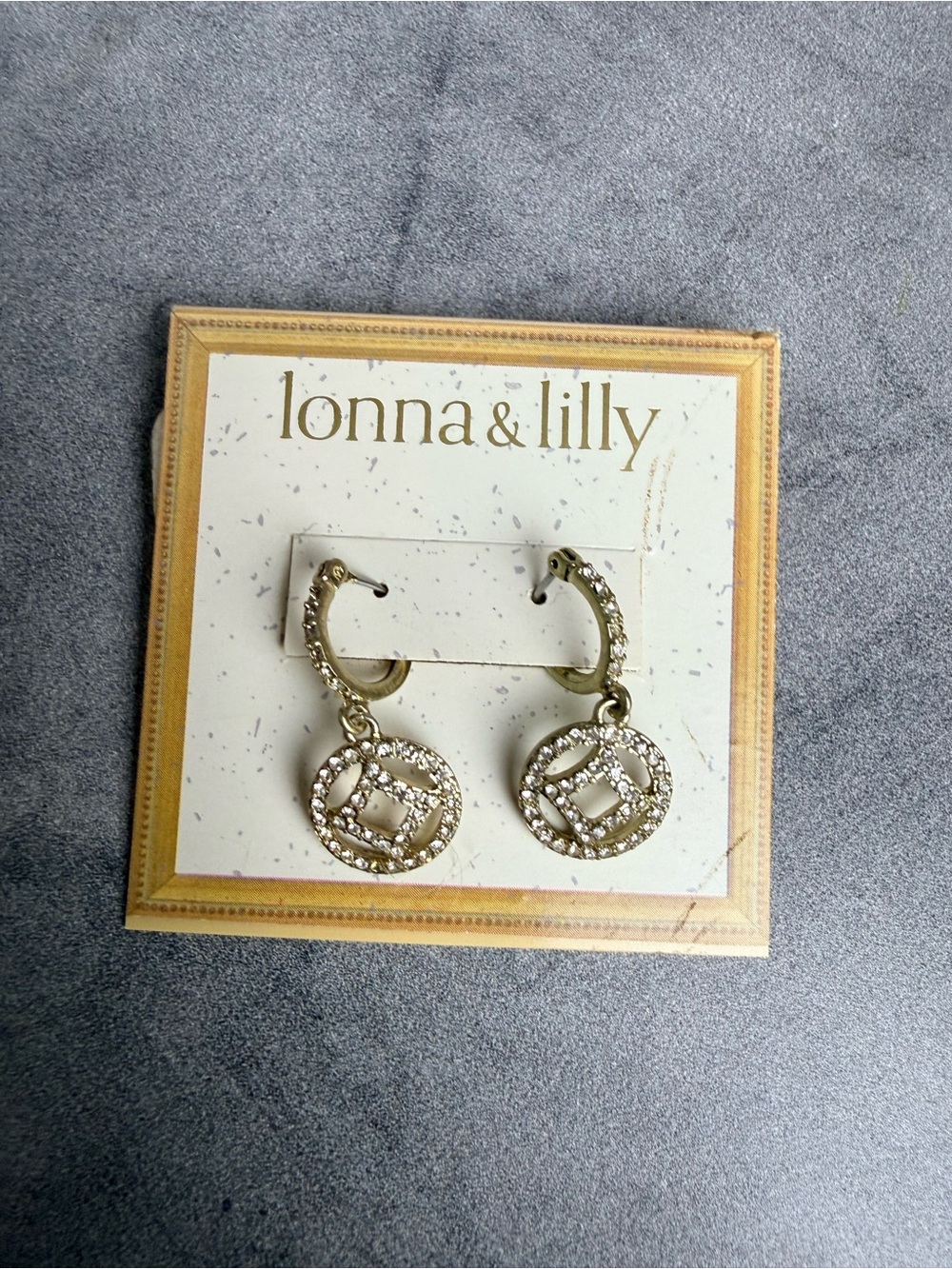 lonna & lilly Gold Pave Disc Drop Earrings
